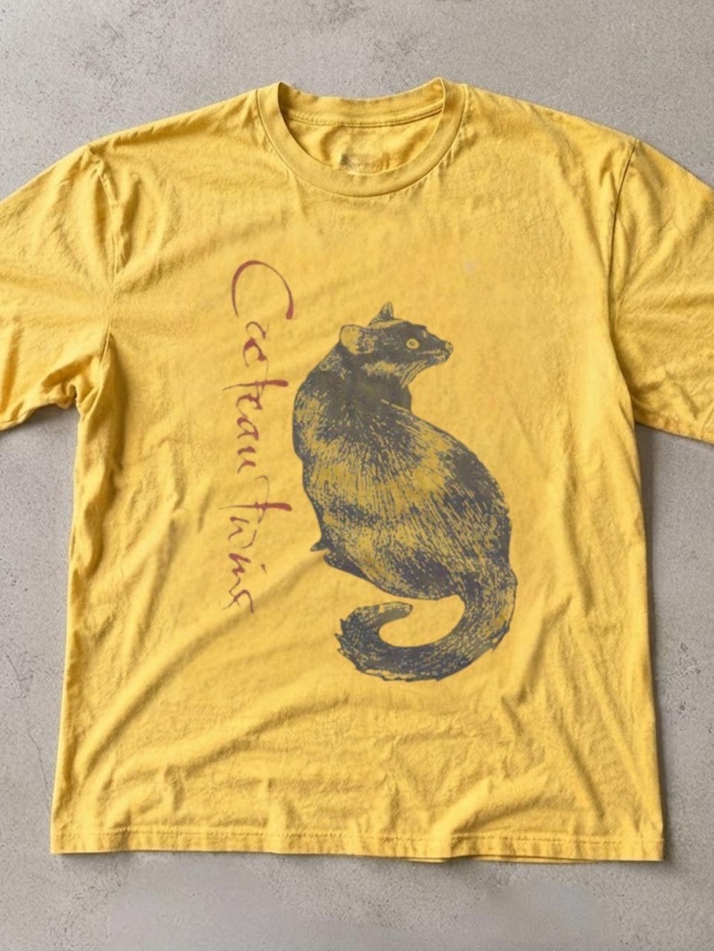 Gildan Yellow T-Shirt with Dark Cat Graphic